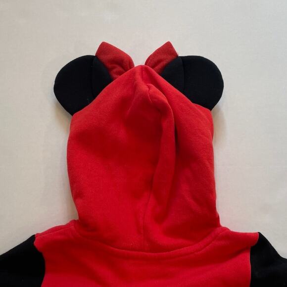 Disney Girls Minnie Mouse Red/Black Fleece Zip Up Hoodie, Mouse Ears, 2T - Picture 10 of 16